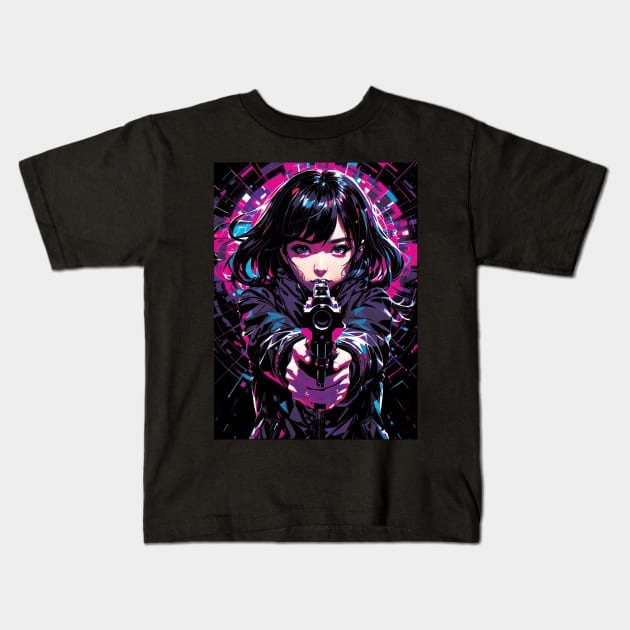 She's Mad Fiery Anime Girl Kids T-Shirt by SunGraphicsLab